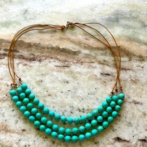 Turquoise and Leather Necklace 19”